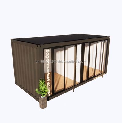 Ventanas de aleación de aluminio y panel de sándwich de onda de 50/75/100 mm Contenedor prefabricado de 20 pies Tienda de ropa Contenedor Quiosco Tienda móvil