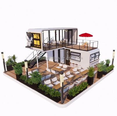 Cuadro de estructura de acero Soldado 20 pies Lujo casas prefabricadas portátiles con color personalizado para la comida tienda de café de la calle