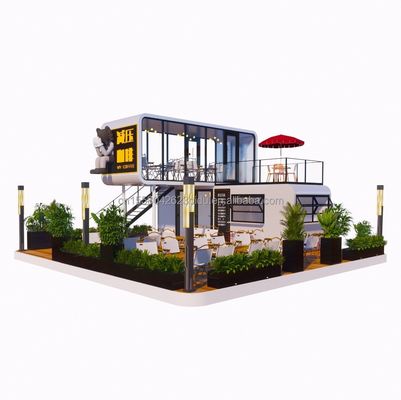 Cuadro de estructura de acero Soldado 20 pies Lujo casas prefabricadas portátiles con color personalizado para la comida tienda de café de la calle