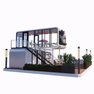 Cuadro de estructura de acero Soldado 20 pies Lujo casas prefabricadas portátiles con color personalizado para la comida tienda de café de la calle
