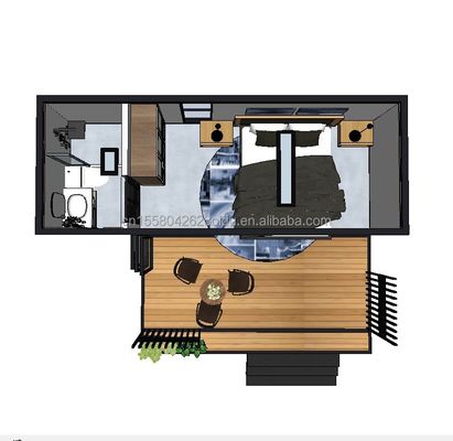 Casa de contenedores de 20 pies Diseño terminado conveniente para vivienda y expansión moderna de una sola habitación