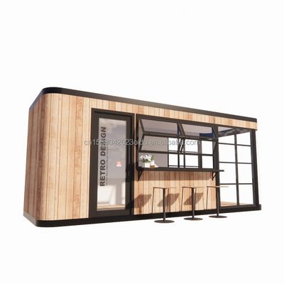 Tubos cuadrados de acero galvanizado Estructura 20FT Contenedor Bar de café Casa solar móvil Bar al aire libre con color personalizado