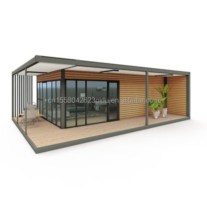 Residencia de contenedores de plástico de madera de diseño moderno con materiales y estructura prefabricada