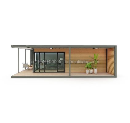 Residencia de contenedores de plástico de madera de diseño moderno con materiales y estructura prefabricada