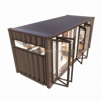 Puerta plegable de vidrio grande y ventanas de aleación de aluminio en contenedor prefabricado de 20 pies apartamento único para vivienda móvil