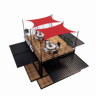 Tienda 20ft Parque de barbacoa Contenedor de montaje móvil portátil Bar de café Casa de madera con 50/75/100mm de onda paneles de sándwich paredes