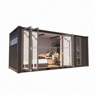 Puerta plegable de vidrio grande y ventanas de aleación de aluminio en contenedor prefabricado de 20 pies apartamento único para vivienda móvil
