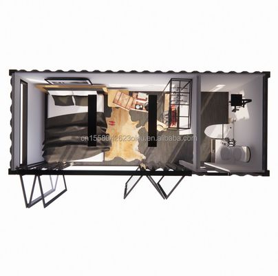 Puerta plegable de vidrio grande y ventanas de aleación de aluminio en contenedor prefabricado de 20 pies apartamento único para vivienda móvil