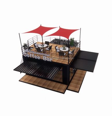 Tienda 20ft Parque de barbacoa Contenedor de montaje móvil portátil Bar de café Casa de madera con 50/75/100mm de onda paneles de sándwich paredes