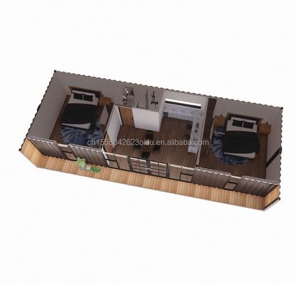 Estructura principal Tubos cuadrados de acero galvanizado de lujo 2 dormitorios módulo de contenedor plano para casa conveniente en 20 pies o 40 pies