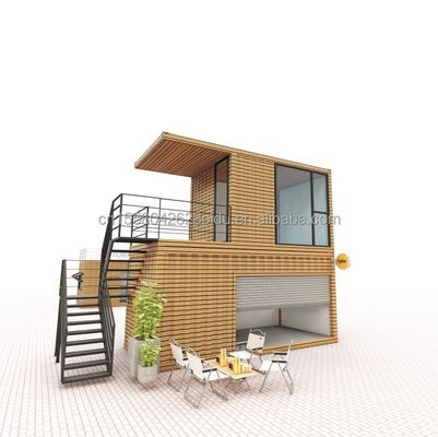 Casa de contenedores de diseño moderno de madera con 50/75/100 mm de panel de sandwich de onda y opciones de uso múltiple