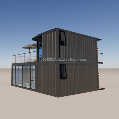 Contenedor de acero galvanizado de flexión Tienda de café 40 pies Casa prefabricada Diseño de edificio para hotel de marco de acero