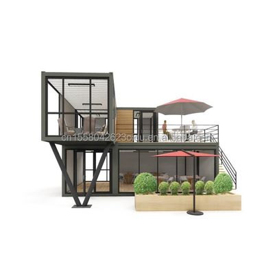 Estructura de tubos cuadrados de acero galvanizado Bar de contenedores de envío con ventana Ventanas de aleación de aluminio
