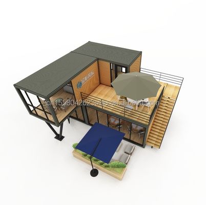Estructura de tubos cuadrados de acero galvanizado Bar de contenedores de envío con ventana Ventanas de aleación de aluminio