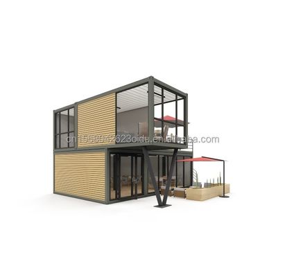 Estructura de tubos cuadrados de acero galvanizado Bar de contenedores de envío con ventana Ventanas de aleación de aluminio