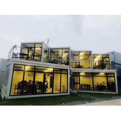 Estructura prefabricada de acero Contenedor Restaurante Cocina Dormitorio con ventanas de aleación de aluminio y diseño de ventana grande