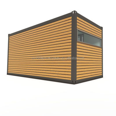Alojamiento hotelero Casa de oficinas prefabricada de contenedores de 20 pies con puerta corredera de madera y ventanas de aleación de aluminio