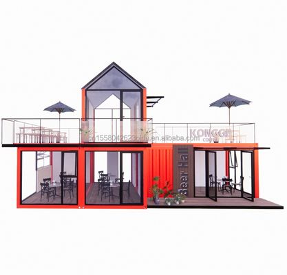 Baño y tubos cuadrados de acero galvanizado estructura principal en 20 pies estructura de acero ligero habitación de contenedores para restaurante