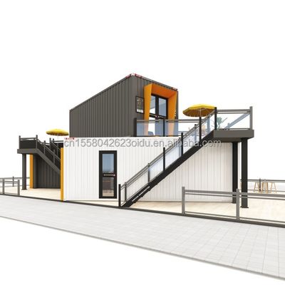 Bar de contenedores Restaurante modificado Cafetería con edificio de estructura de acero y 50/75/100mm de onda panel de sandwich pared