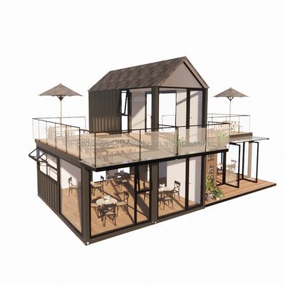 20FT 40FT Hotel moderno simple 4 dormitorios 1 garaje Casa prefabricada Contenedor Villa Casa de ápice Techo rápidamente ensamblado