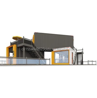 Bar de contenedores Restaurante modificado Cafetería con edificio de estructura de acero y 50/75/100mm de onda panel de sandwich pared