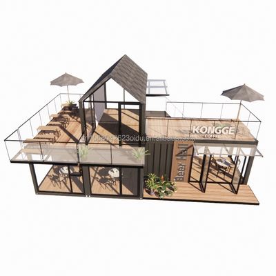 20FT 40FT Hotel moderno simple 4 dormitorios 1 garaje Casa prefabricada Contenedor Villa Casa de ápice Techo rápidamente ensamblado