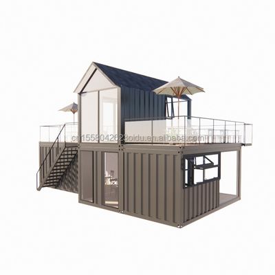 20FT 40FT Hotel moderno simple 4 dormitorios 1 garaje Casa prefabricada Contenedor Villa Casa de ápice Techo rápidamente ensamblado