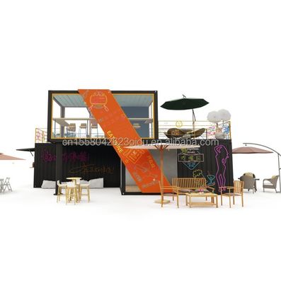 Contenedor de envío prefabricado de 20 pies 40 pies modificado Pop Up Cafetería Restaurante Contenedor móvil Bar para diseño modificado
