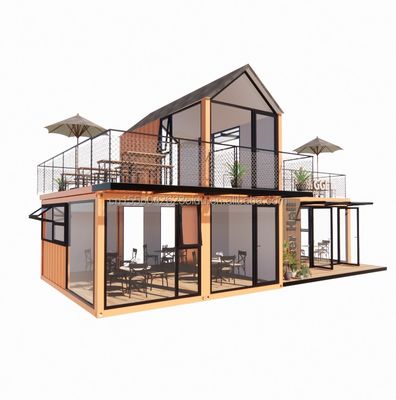 Techo inclinado personalizado Estructura de acero Pared de la villa 50/75/100mm Panel de sándwich de onda Baño y 3 dormitorios Casa de contenedores