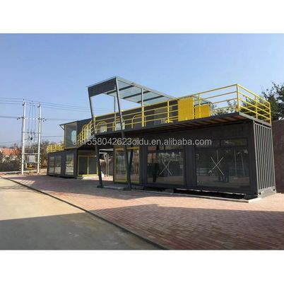Restaurante al aire libre Café Bar Container House 40FT Diseño moderno con tubos cuadrados de acero galvanizado