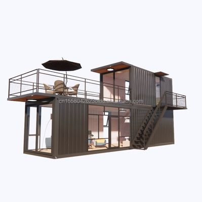 Supermercado Envío Proyectos prefabricados ya hechos Contenedor Cafetería con diseño de troncos