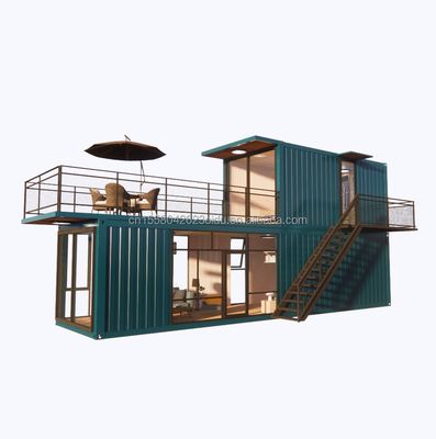 Supermercado Envío Proyectos prefabricados ya hechos Contenedor Cafetería con diseño de troncos