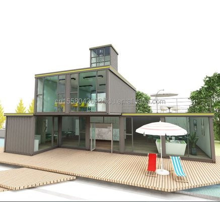 Tubos cuadrados de acero galvanizado La base de la habitación de estilo moderno Loft House Container Prefab Beach Hotel Villa