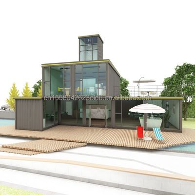 Tubos cuadrados de acero galvanizado La base de la habitación de estilo moderno Loft House Container Prefab Beach Hotel Villa