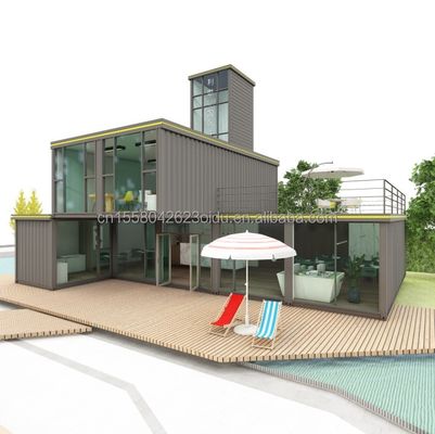 Tubos cuadrados de acero galvanizado La base de la habitación de estilo moderno Loft House Container Prefab Beach Hotel Villa