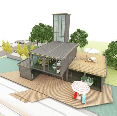 Tubos cuadrados de acero galvanizado La base de la habitación de estilo moderno Loft House Container Prefab Beach Hotel Villa