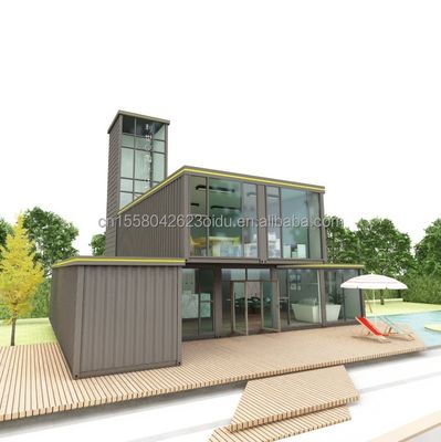 Tubos cuadrados de acero galvanizado La base de la habitación de estilo moderno Loft House Container Prefab Beach Hotel Villa