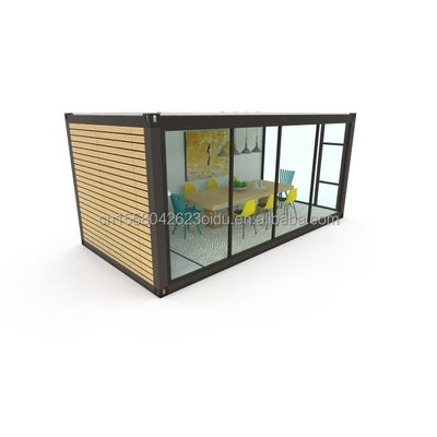 Almacén prefabricado móvil y portátil 20 pies Contenedor de envío Oficina con 50/75/100mm Wave Sandwich Panel Pared