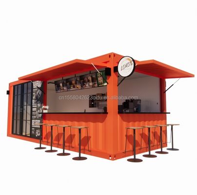 Acero galvanizado con 180 gramos de acero, marco de acero, diseño moderno, bar prefabricado de 20 pies, cafetería, restaurante de comida rápida