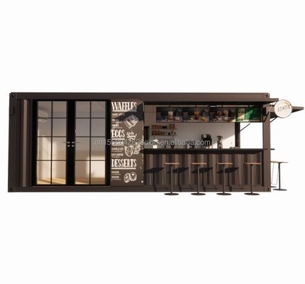 Acero galvanizado con 180 gramos de acero, marco de acero, diseño moderno, bar prefabricado de 20 pies, cafetería, restaurante de comida rápida