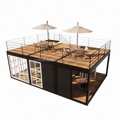 Bar de café de contenedores de color personalizado con estilo de diseño chino y contenedor prefabricado de 20 pies