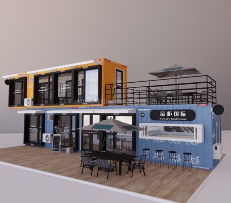 Contenedor de acero galvanizado de flexión diseño bar de café casa tienda móvil restaurante de contenedores