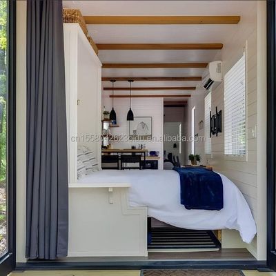 Casa de contenedores de madera portátil de 40 pies con 2 dormitorios y 1 sala de estar