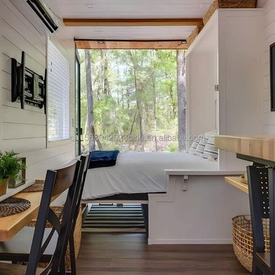 Casa de contenedores de madera portátil de 40 pies con 2 dormitorios y 1 sala de estar