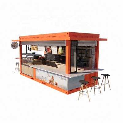 Contenedor de envío comercial al aire libre de 20 pies o 40 pies Bar de café fácil de instalar Casa de acero de diseño moderno Contenedor de paquete plano Mejor