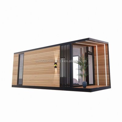 Casa de contenedores prefabricada de 20 pies con marco de acero aleación de aluminio ventanas de vidrio de madera y acero galvanizado flexión