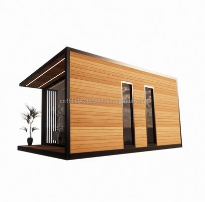 Casa de contenedores prefabricada de 20 pies con marco de acero aleación de aluminio ventanas de vidrio de madera y acero galvanizado flexión