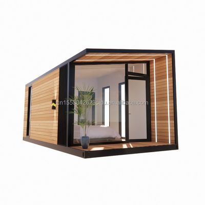Casa de contenedores prefabricada de 20 pies con marco de acero aleación de aluminio ventanas de vidrio de madera y acero galvanizado flexión