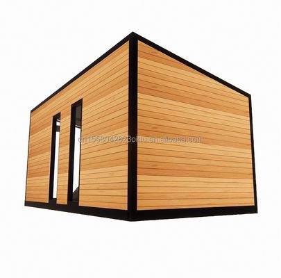 Casa de contenedores prefabricada de 20 pies con marco de acero aleación de aluminio ventanas de vidrio de madera y acero galvanizado flexión