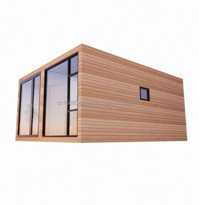 Prefabricado Casa de luz solar de vidrio de madera Casa de contenedores con color y pared personalizados Panel de sándwich de onda 50/75/100 mm